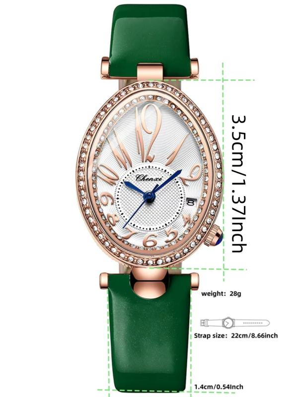 Women's Elegant Oval Shaped Quartz Watch, Exquisite Trendy Wristwatch, Fashionable Watch for Women As Gift with Box