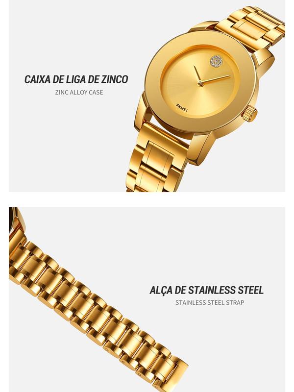 Women's Elegant Round Dial Quartz Watch, Fashion Waterproof Watch for Party, Daily Clothing Decor, Trendy All-match & Exquisite Watch for Birthday Gift