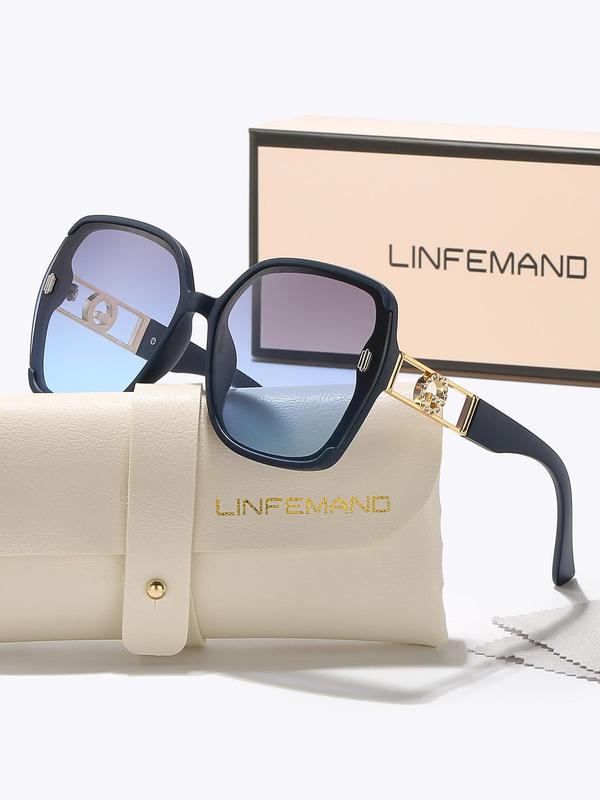 Unisex Simple Style Ombre Tinted Lens Sunglasses, Trendy Casual Oversized Frame Sunglasses for Everyday Use, Fashion Accessories for Outdoor Activities