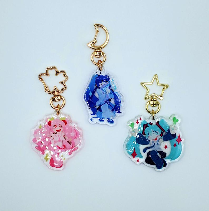 Vocaloid Acrylic Glitter Epoxy Charms
