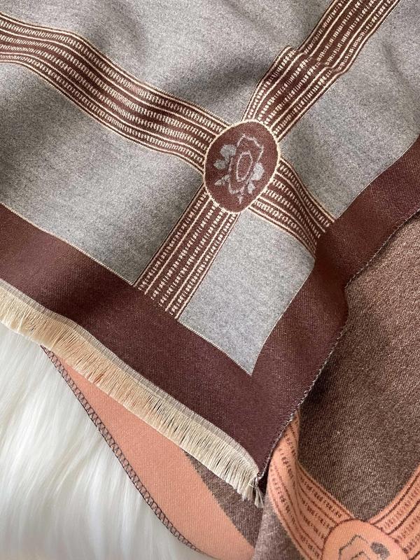 Boho Style Horse Pattern Fringe Trim Design Scarf, Casual Soft Warm Shawl for Fall & Winter, Fashion Accessories for Women & Girls