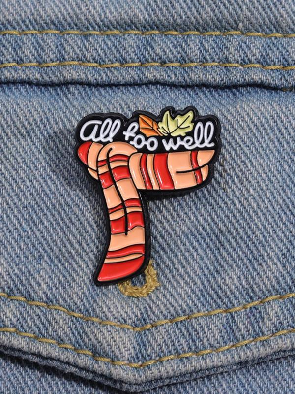 Letter & Striped Pattern Brooch Pin, Fashion Casual Alloy Badge for Daily Vacation Holiday Party, As Gift for Best Friends