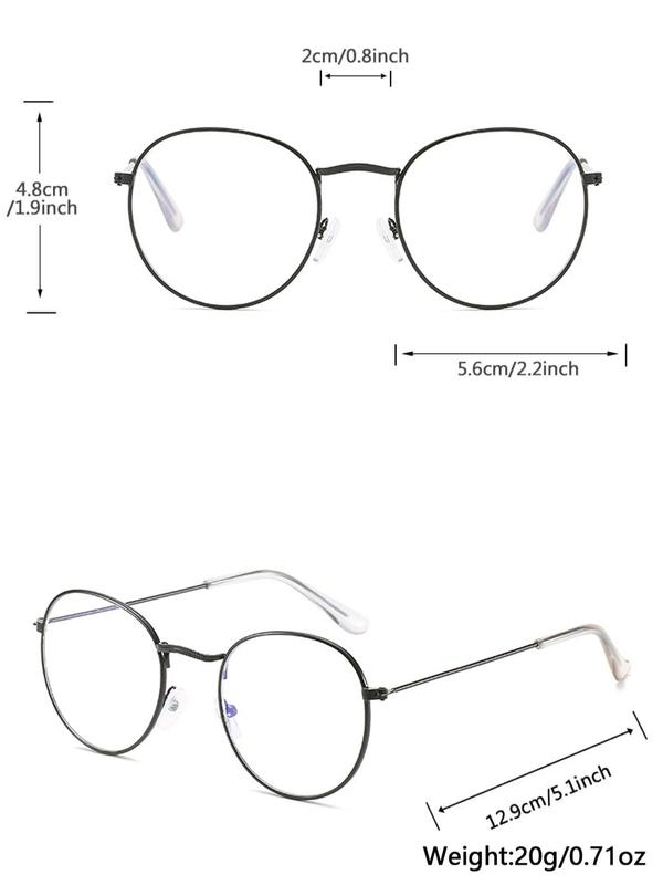 1 Pair Unisex Simple Style Plain Color Round Frame Eyeglasses for Daily Use, Fashion Casual Eyeglasses, Trendy Eyeglasses for Outside Activities