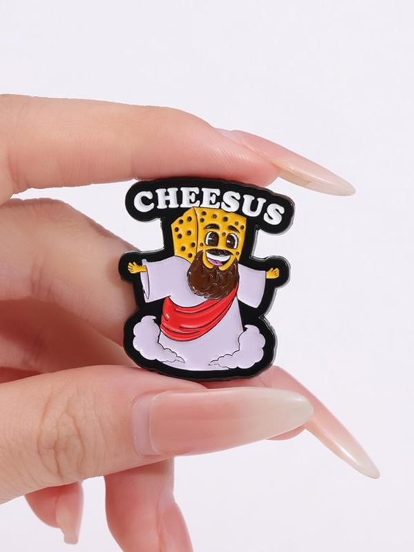 Cute Cheese & Jesus Design Brooch, Fashion Enameled Pin Brooch for Daily Clothing Decor, Trendy All-match & Exquisite Brooch for Birthday Gift