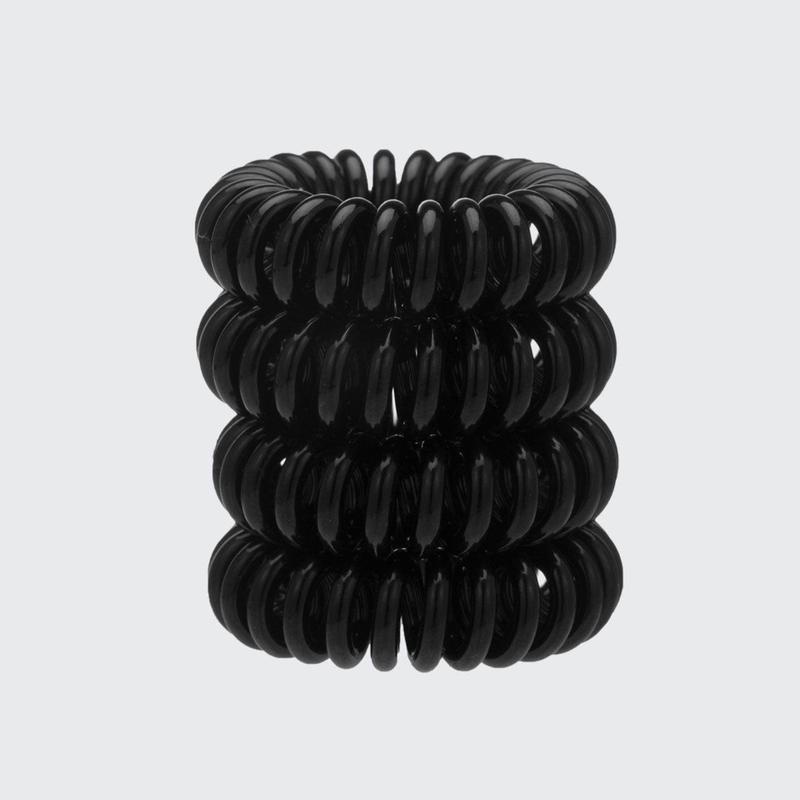 Spiral Hair Ties 4 Pc - Black