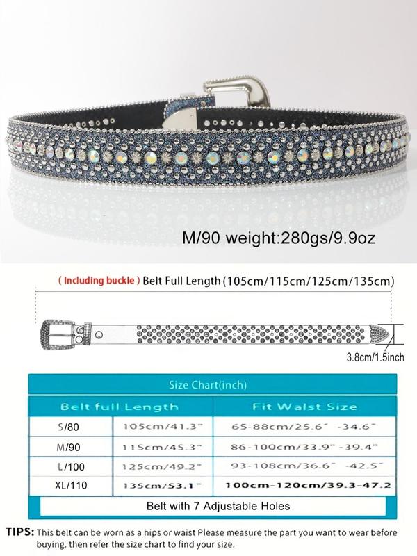 Punk Rhinestone Decor Studded Belt Buckle for Men & Women, Casual Fashion Y2k Western Belt for Galentinesparty & Daily Decoration, Summer 2024 Hippie Accessories for Jeans, Short Skirts