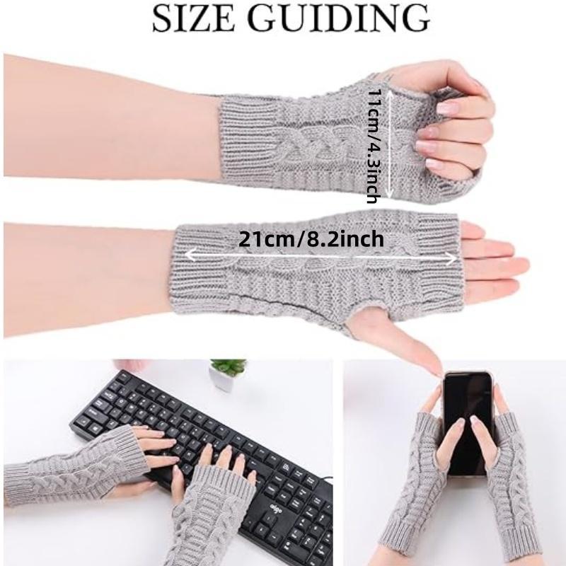 Women's Knitted Fingerless Gloves, 4 Pairs Winter Thumb Hole Wrist Warmers, Men's Crochet Arm Warmers Gloves, Sports Gloves for Women & Men