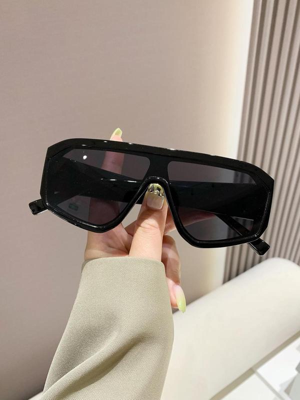 Unisex Simple Style Flat Top Frame Sunglasses, Trendy Casual Sunglasses for Everyday Use, Fashion Accessories for Outdoor Activities