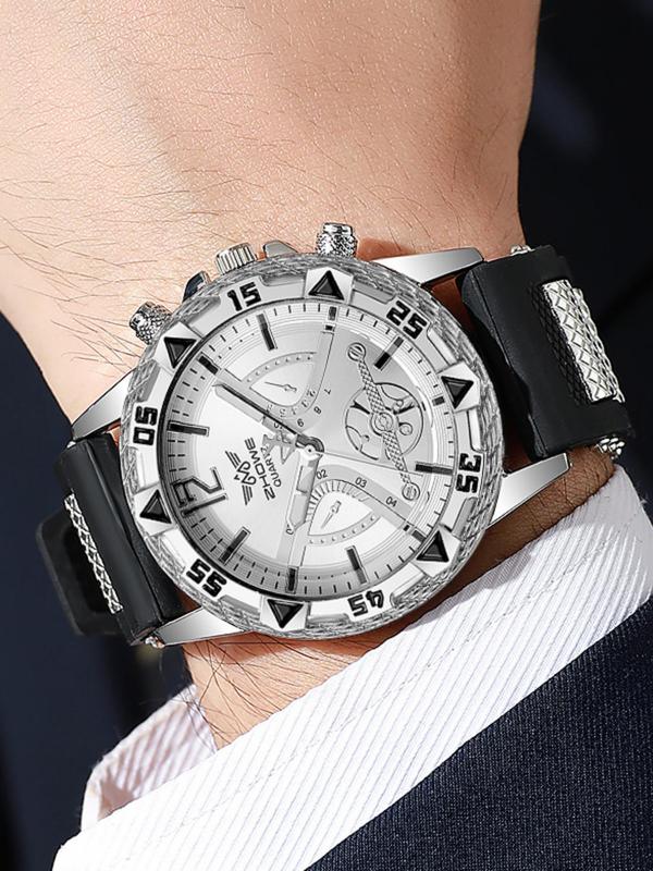 Men's Round Dial Analog Quartz Watch, Fashion Watch for Party, Daily Clothing Decor, Trendy All-match & Exquisite Watch for Birthday Gift with Box