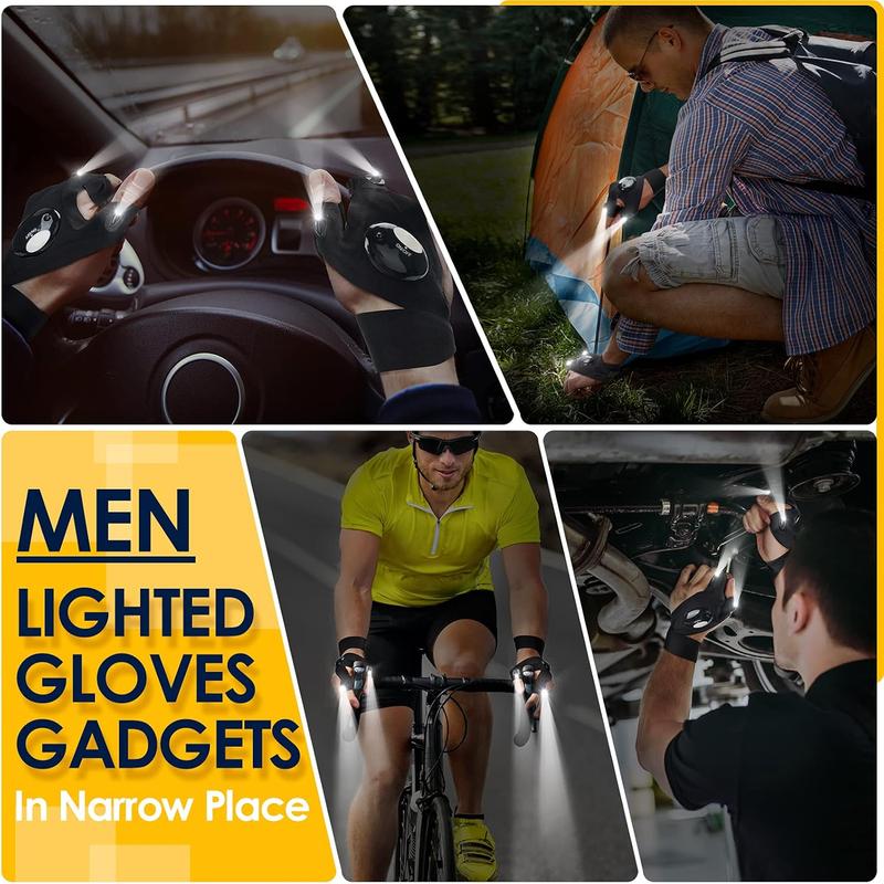 PARIGO LED Flashlight Gloves, Father Day Mens Gifts for Dad Husband Grandpa, Cool Gadget Christmas Birthday Gifts for Men Adults Him Boyfriend Guy