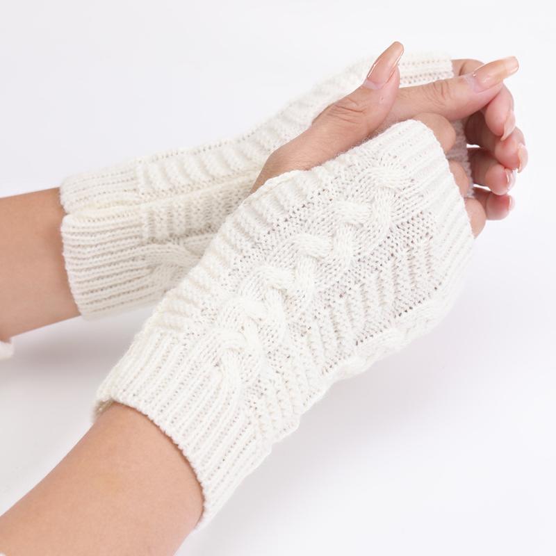 Knitted Half-finger Gloves for Women Casual Winter Warm Gloves Outdoor Sports Fingerless Gloves for Autumn and Winter Winter Outdoor Gym Accessories