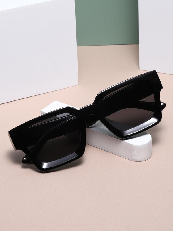Unisex Plain Color Tinted Lenses Sunglasses (1 Pair), Trendy Casual Square Frame Sunglasses for Everyday Use, Fashion Accessories for Outdoor Activities