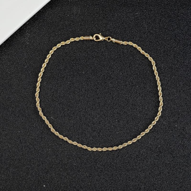 Gold White  Rope Chain Anklet, 3mm Stainless Steel Ankle Bracelets for Women and Men, 9 10 11 inches