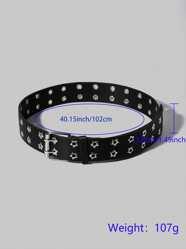 Fashion Star Decorated Pu Leather Belt for Women, Fashion All-match Punk Style Buckle Belt for Casual Outfits