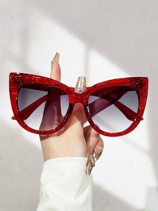 Unisex Vintage Cat Eye Frame Sunglasses, Trendy Casual Sunglasses for Everyday Use, Fashion Accessories for Outdoor Activities