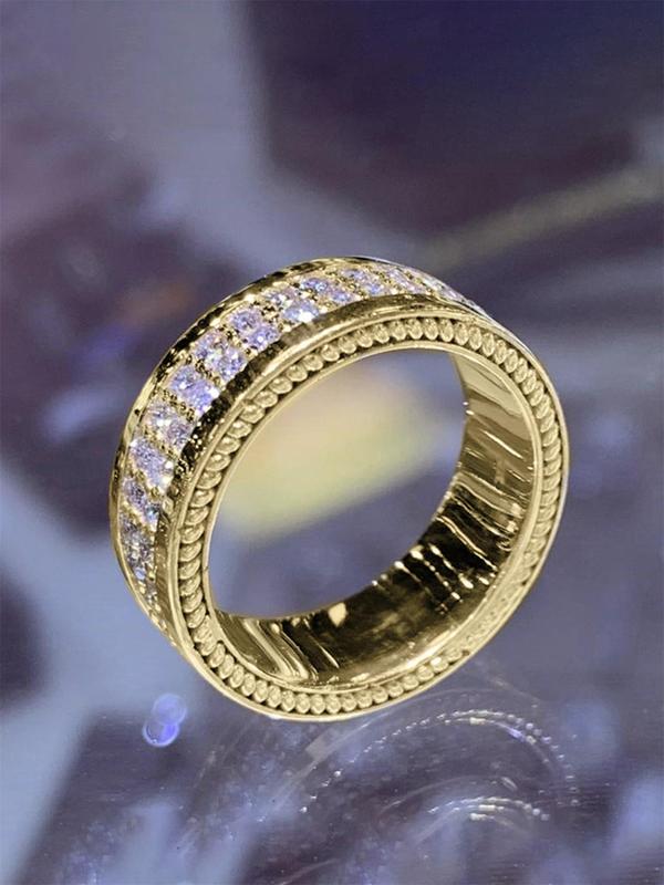 Fashion Rhinestone Decorated Copper Ring, Elegant Wedding Engagement Party Accessories for Women, Trendy All-match & Exquisite Jewelry for Birthday Gift