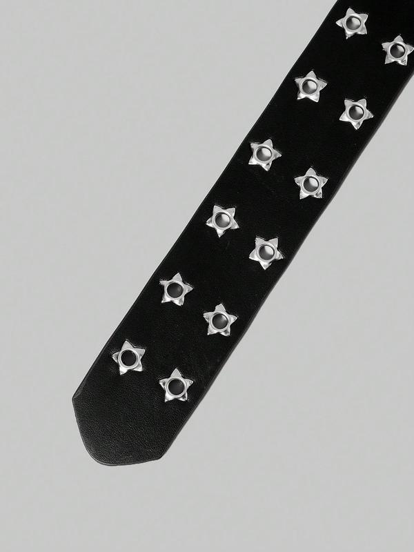 Fashion Star Decorated Pu Leather Belt for Women, Fashion All-match Punk Style Buckle Belt for Casual Outfits