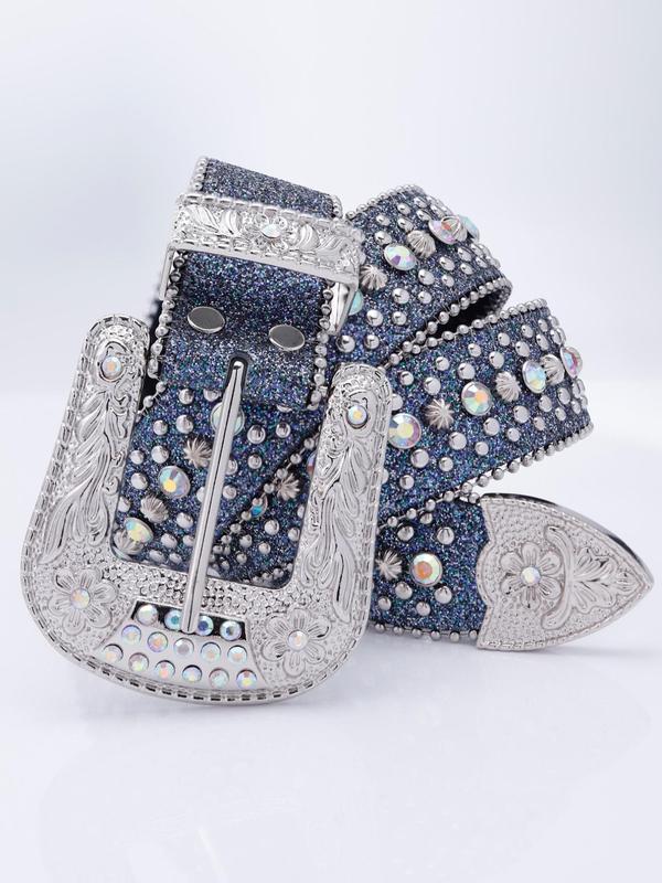 Punk Rhinestone Decor Studded Belt Buckle for Men & Women, Casual Fashion Y2k Western Belt for Galentinesparty & Daily Decoration, Summer 2024 Hippie Accessories for Jeans, Short Skirts