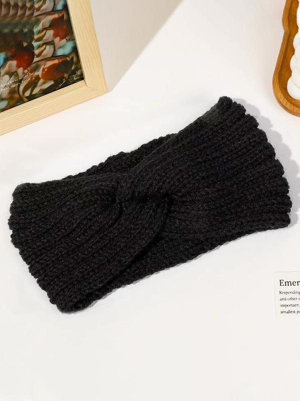 Solid Color Twist Design Hair Band, Women's Knitted Cross Yarn Headband, Autumn and Winter Solid Color Ear Protection Headband, Fashionable Warm Hair Accessory