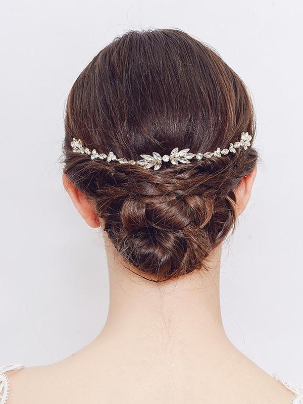 Rhinestone Decorated Bridal Headwear with Comb,  Elegant Flower Design Hair Accessories for Wedding Bridal Party, Minimalist Headwear Fashion Hair Accessories for Party, Daily Clothing Decor