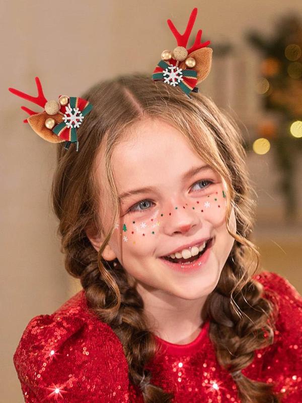 Cute Reindeer Antler Design Hair Clips, Christmas Themed Hair Accessories for Women & Girls, Fashion Hair Accessories for Party, Daily Clothing Decor