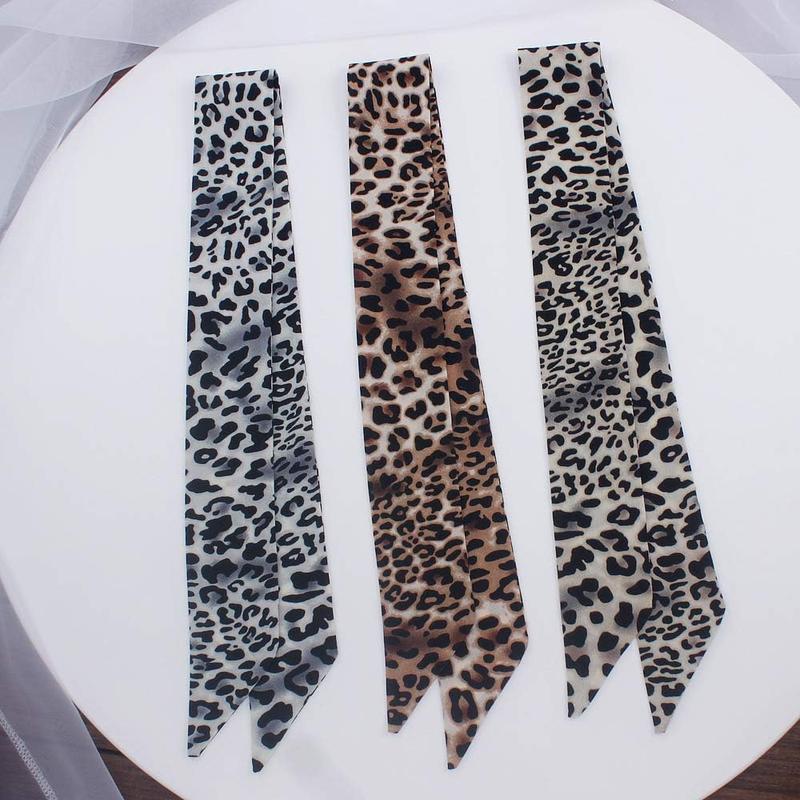 3 count Creative Leopard Print Cashew Nut Pattern Bag Handbag Handle Ribbon Scarf Hair  Band  Scarf Neckerchief Scarf  Wrap for Women Girls Decoration