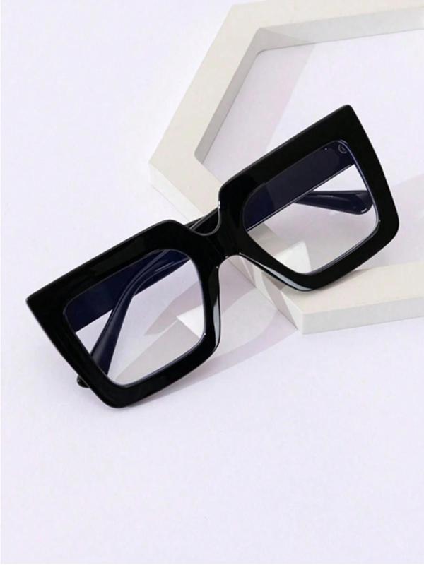 Unisex Cute Large Square Frame  Anti Blue-ray Sunglasses, Trendy Casual Tinted Lens Sunglasses for Everyday Use, Fashion Accessories for Outdoor Activities