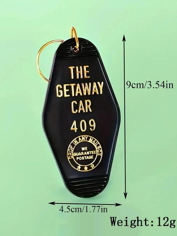 Vintage the Getaway Car Letter Pattern Keychain, Cute Cartoon Hotel Plastic Pendant Keychain, Fashion Accessories for Men & Women