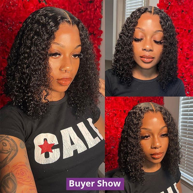 Short Curly Bob Wigs Human Hair 13x4 Lace Frontal Curly Bob Wig 13X6 Curly Wave Bob Wigs Human Hair 180% Density Prelucked with Baby Hair [Ladoux]