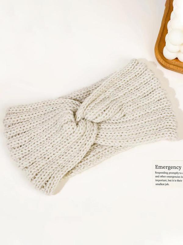 Solid Color Twist Design Hair Band, Women's Knitted Cross Yarn Headband, Autumn and Winter Solid Color Ear Protection Headband, Fashionable Warm Hair Accessory
