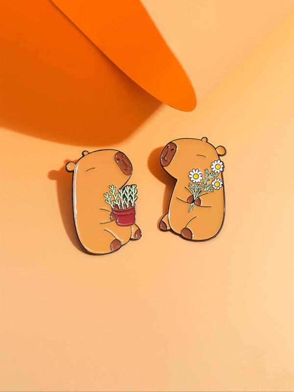 Cute Capybara Design Brooch, Enamel Pin Suitable for Backpacks, Jeans, Scarves, Hats Decoration, Trendy All-match & Exquisite Brooch for Birthday Gift