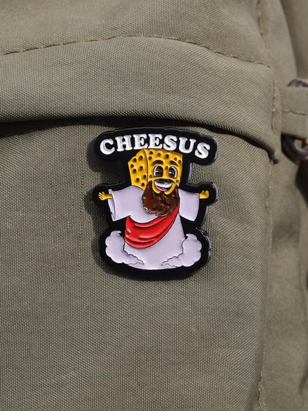 Cute Cheese & Jesus Design Brooch, Fashion Enameled Pin Brooch for Daily Clothing Decor, Trendy All-match & Exquisite Brooch for Birthday Gift