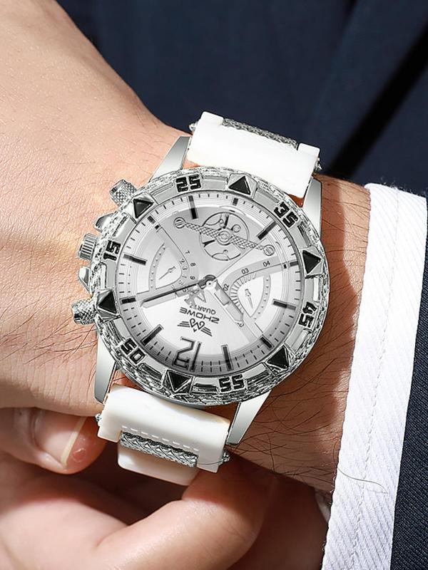Men's Round Dial Analog Quartz Watch, Fashion Watch for Party, Daily Clothing Decor, Trendy All-match & Exquisite Watch for Birthday Gift with Box
