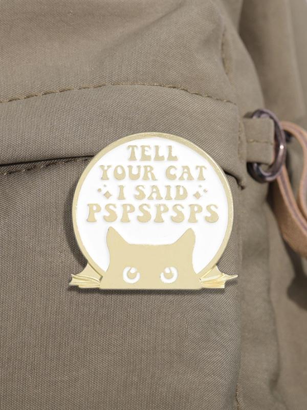 Cute Cartoon Cat & Letter Pattern Brooch, Fashion Alloy Badge for Women & Men, Enamel Pin Suitable for Backpacks, Jeans, Scarves, Hats Decoration