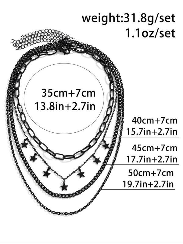 Women's Punk Style Heart Design Pendant Necklace & OT Buckle Chain Necklaces, 4 Counts Fashion Charm & Chain Necklaces, Trendy Goth Jewelry for Birthday Gift
