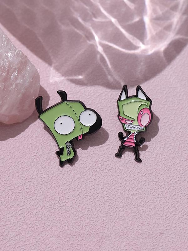 Cartoon Piggy Alien Design Brooch, Cute Cartoon Badge for Backpack & Hat & Clothes Decor, Fashion Accessories for Women & Men