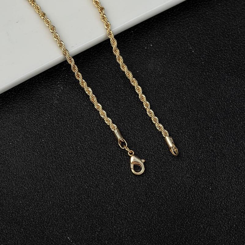 Gold White  Rope Chain Anklet, 3mm Stainless Steel Ankle Bracelets for Women and Men, 9 10 11 inches