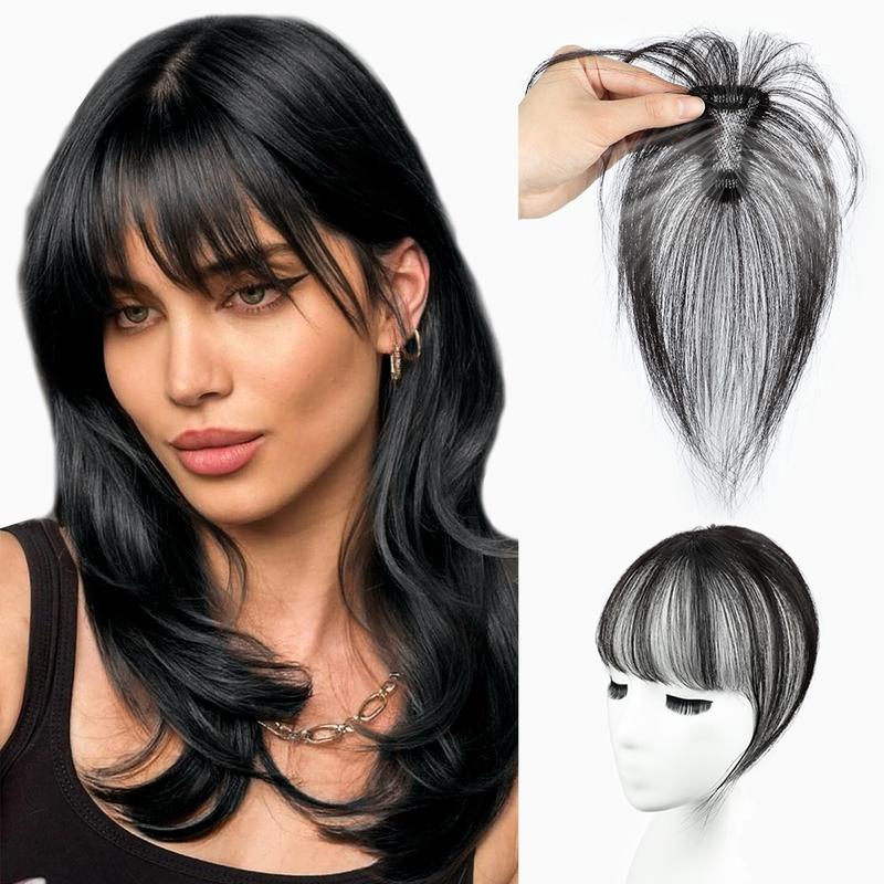 Vigorous Clip on Bangs , 360° Cover Clip in Bangs Real Hair for Women Fake Bangs for Daily Wear