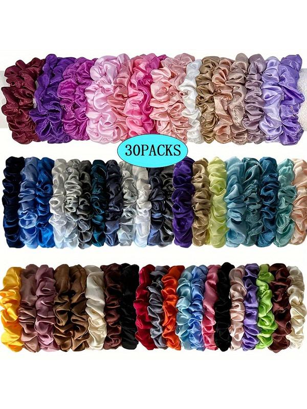 Solid Ruched Hair Tie, Elastic Scrunchie, Hair Accessories for Women & Girls, Minimalist Headwear Suitable for Thick Hair, Fashion Hair Accessories for Party