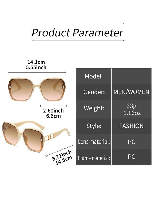 Unisex Simple Style Ombre Tinted Lens Sunglasses, Trendy Casual Oversized Frame Sunglasses for Everyday Use, Fashion Accessories for Outdoor Activities