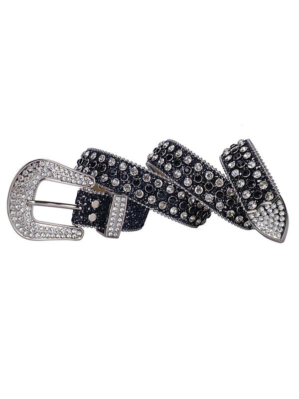 Punk Style Rhinestone Belt, Exquisite Trendy Buckle Belt for Women & Men, Fashion Accessories for Daily & Party Outfits