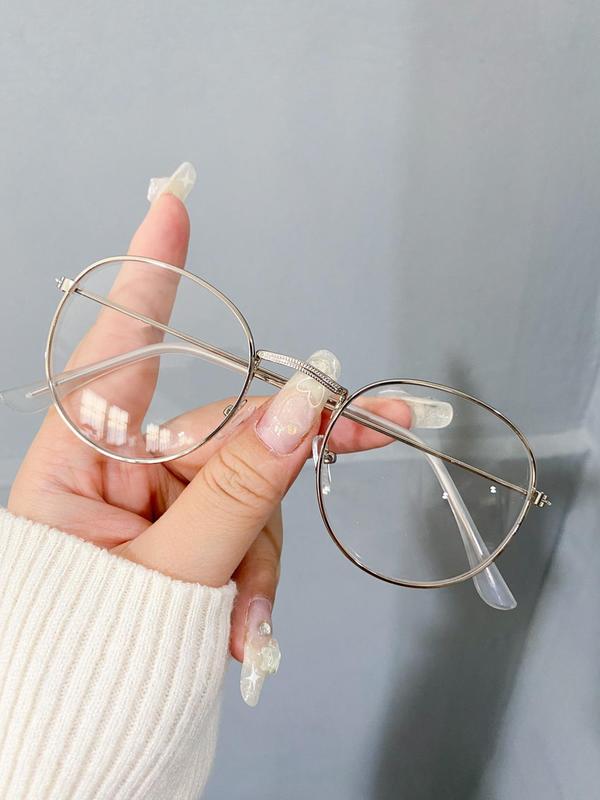 1 Pair Unisex Simple Style Plain Color Round Frame Eyeglasses for Daily Use, Fashion Casual Eyeglasses, Trendy Eyeglasses for Outside Activities