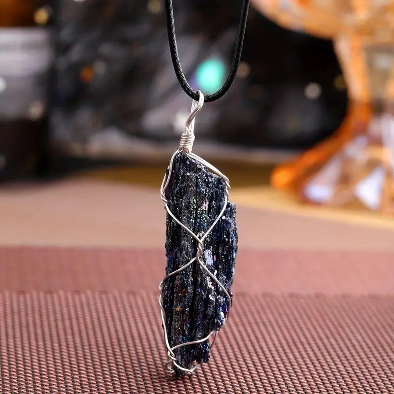 Natural Colorful Ore Beaded Pendant, Handmade Winding Natural Healing Rough Stone Jewelry DIY Jewelry Accessories, DIY Jewelry Making Supplies