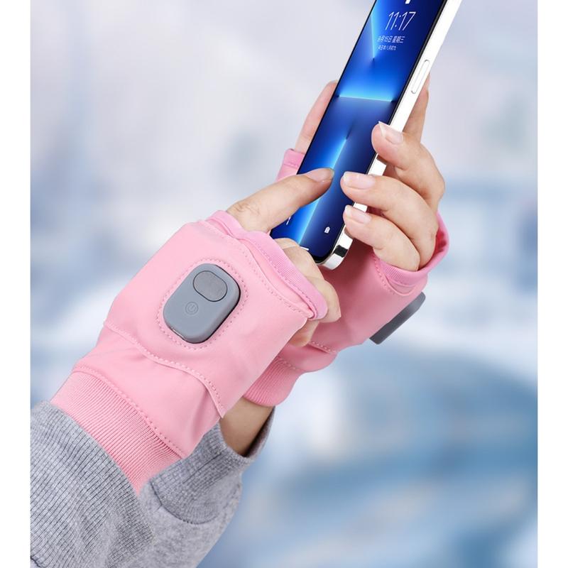 Rechargeable Heated Gloves, Electric Fingerless Gloves, USB Hand Warmer, Winter Warm Laptop Gloves, Hand Warmer for Men Women