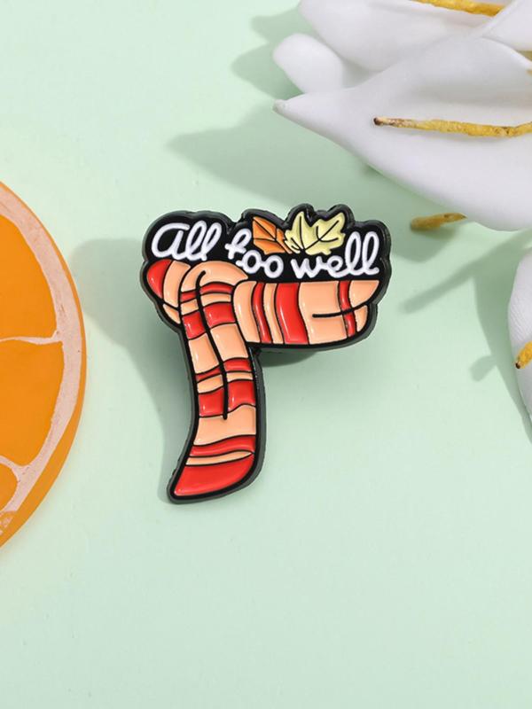 Letter & Striped Pattern Brooch Pin, Fashion Casual Alloy Badge for Daily Vacation Holiday Party, As Gift for Best Friends
