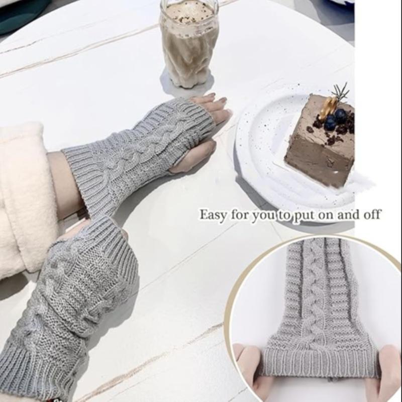 Women's Knitted Fingerless Gloves, 4 Pairs Winter Thumb Hole Wrist Warmers, Men's Crochet Arm Warmers Gloves, Sports Gloves for Women & Men