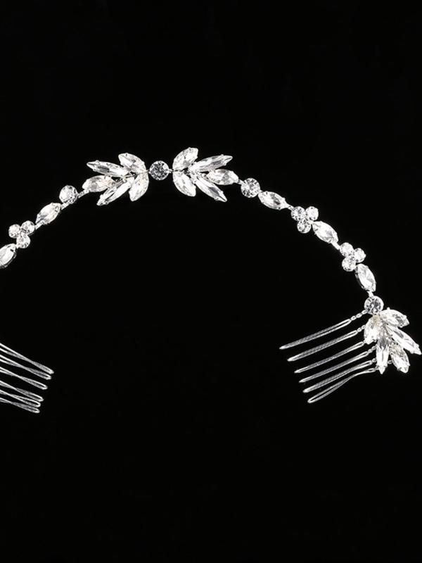 Rhinestone Decorated Bridal Headwear with Comb,  Elegant Flower Design Hair Accessories for Wedding Bridal Party, Minimalist Headwear Fashion Hair Accessories for Party, Daily Clothing Decor