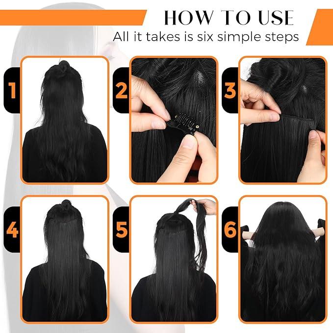 GlamWig Long Straight Clip-in Hair Extensions, Wigs for Women for Daily, Cosplay, Anime or Costume Party, Striking Natural Fluffy Hair Wigs, Perfect for Any Occasions