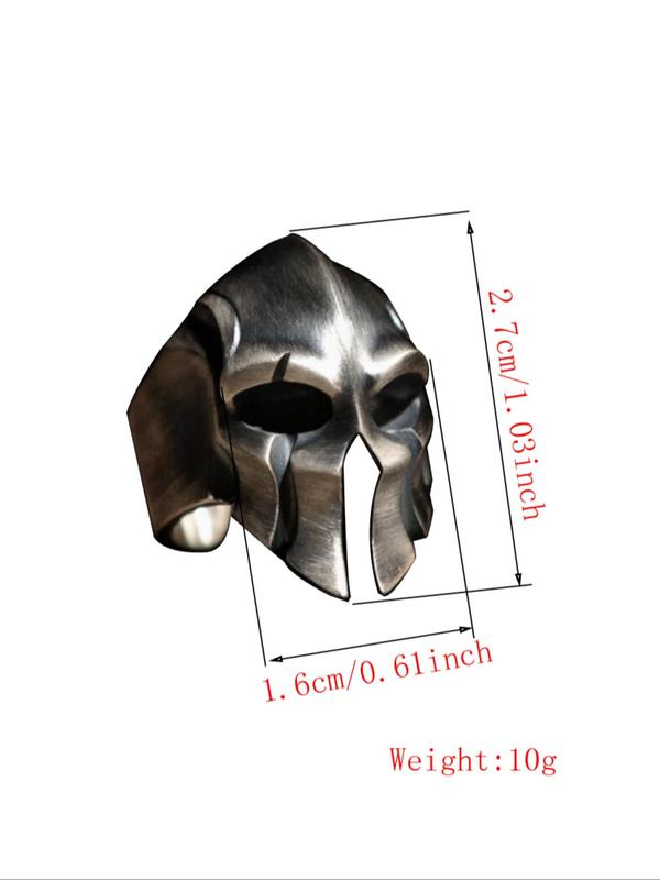 Men's Punk Skull Mask Design Alloy Ring, Vintage Hip Hop Style Helmet Fashion Jewelry, Party Accessories, Holiday Gifts for Men