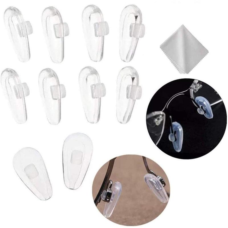 Push-in Eyeglass Nose Pads,Soft Silicone Air Cushion Glasses Replacement Nosepad,14mm Air Chamber Air Bag Nose Count ,Anti-slip Nose Bridge Pads for Eye Glasses Sunglasses(Clear,5 Pairs)
